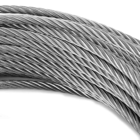 Coiled view of the One Quarter Inch Stainless Steel Cable 164 Ft Wire Rope, 6400 Lb Tensile Strength, 7x19 Heavy Duty Aircraft Cable.