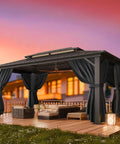 Hardtop 10x15 Gazebo With Curtains And Netting Heavy Duty Galvanized Steel Roof Outdoor Patio Pavilion For Backyard Deck And Hot Tub On Clearance Black