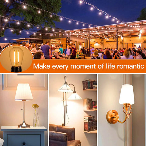 Brighten Up Your Outdoors S14 LED Replacement Bulbs 2W 4 Pack for Outdoor String Lights with E26 Screw Base outdoors lighting