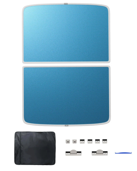 Tesla Model Y roof sunshade two-piece set: blue magnetic honeycomb nano-ceramic panels with carry bag