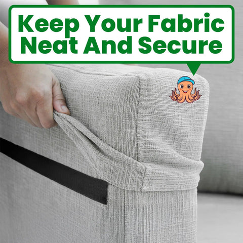 Using Sticky Back Fabric Strips With Adhesive No Sew Stick On Hem Tape for securing couch cover