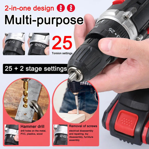 Rock Solid Cordless Drill Driver With 21 Volt Battery And Dual Gear Transmission Delivers Knockout Impact At 5400 Bpm And 1450 Rpm for versatile drilling and screw removal.