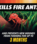 Close-up of ant with text 'Kills Fire Ants and Prevents New Mounds for Up to 3 Months' for Ready To Spray Hose End Lawn And Landscape Fire Ant Killer