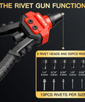 Wetols 3 In 1 Rivet Nut Gun Tool Kit With Reamer And Mandrels Fastening Hardware for Auto Body Repair shows the rivet gun with various heads.
