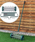 Rolling Lawn Aerator 18 Inch With Heavy Duty Spiked Tines For Deep Soil Aeration Manual Push Rotary Tool With 41 Inch Handle