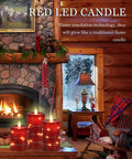 Cozy living room with red LED flameless candle set and fireplace, perfect for mood lighting and decor.