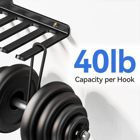 Beast Wall Mounted Home Gym Rack With 175 Lb Total Capacity showing 40 lb per hook