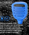 Waterproof Remote Microphone For Walkie Talkie With 3.5mm Audio Jack Built For Fast Setup And Loud Environments Spring Coil Extends To Your Desired Length Compatible With Motorola APX And XPR Series Blue featuring IP56 waterproof rating