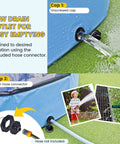 Foldable 57 Inch Pool For Dogs And Kiddos Non Slip Portable Plastic Tub Wading Pool with drainage outlet and hose connector.