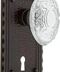 Passage Craftsman Plate With Keyhole Crystal Victorian Knob In Timeless Bronze 2.375 Inch Door Hardware Set Side View
