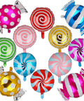 Candy Theme Balloon Set 12 Pcs Mylar Foil Balloons Colorful Candy Circle Round Balloons For Birthday Party Decor