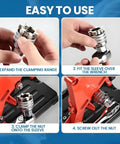 Steps showing how to use an Adjustable Universal Socket Wrench For Ten To Nineteen Millimeter Nuts And Bolts Fits Three Eighths Inch Drive Ratchets And Power Drills Go To Handy Socket Tool For Home And Garage