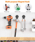 Heavy Duty Magnetic Hook Set Three Pack with Double Hanging Design for Garage Tools and Hoses 2.6 Inch Industrial Utility Hangers