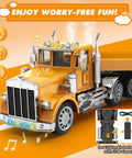 Giant 39.6 Inch RC Semi Trailer Truck For Kids With Lights And Sounds 16 Channel Remote Control Transport Toy in yellow detail