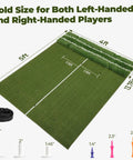 Big 5x4ft Double Turf Golf Hitting Mat For Indoor Outdoor Practice With Sight Line And Approach Angle Aid For Home Setup