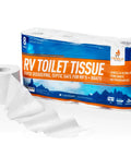 Fast Dissolving Two Ply RV Toilet Paper That Is Septic Tank Safe Made In USA Eight Roll Pack With Five Hundred Sheets Each