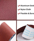 Wet Or Dry Emery Cloth Roll With Dispenser, 1 Inch By About 20 Feet, 6 Grits, close-up of sandpaper roll and nylon backing