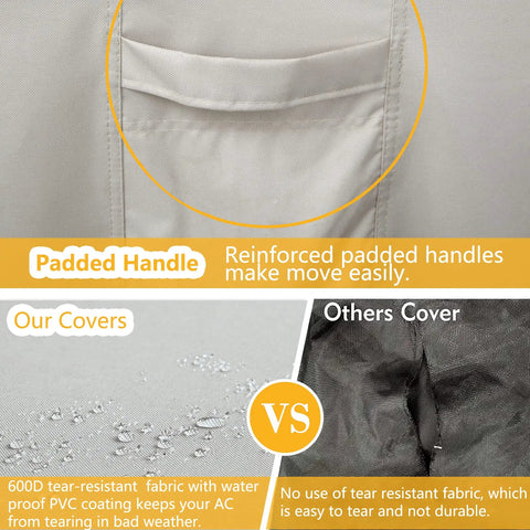 Comparison of waterproof water-resistant fabric and padded handle on Heavy Duty Outdoor AC Cover for Central Unit 30x30x32 Inches