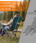 Woman using Two Pack Oversized Camping Chair Set With 3 Level Adjustable Back Ergonomic Lounge Comfort Cup Holders And Cooler Bag in nature