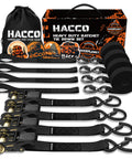 Ratchet Tie Down Straps Four Piece Set 1 Inch By 16 Feet With Padded Handles And Coated S Hook And Safety Clip, 2340 lb strength
