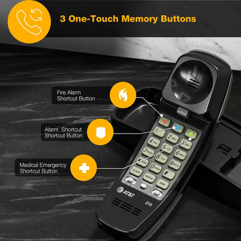 Straight Up Reliable Trimline Corded Landline Phone Works Like A Dream With Bright Backlit Keypad showing memory buttons.