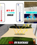 10 By 16 Ft Beige Rectangle Sun Shade Sail Built Tough With UPF50 Plus UV Block, 95 Percent UV Protection, 200GSM Heavy Duty Mesh