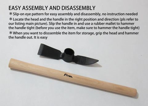 Forged Classic Planting Hoe And Mattock For Garden Weeding And Cultivating 19.7 Inch Beech Wood Handle Digging Tool disassembled