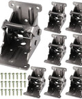 Heavy Duty Foldable Self Locking Hinges 8 Pack With Mounting Hardware showing steel brackets and screws for table leg support.