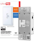Z-Wave Smart Light Switch With QuickFit And SimpleWire, Plug And Play Installation packaging showing front and back