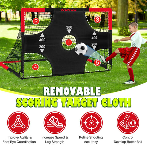 Backyard Soccer Goals Set Of Two Six By Four Feet Portable Pop Up Training Goals With Target Net Ball Cones Durable 450D Oxford Cloth
