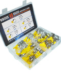 Stainless Steel Hose Clamp Assortment Kit, 48 Pieces, Adjustable 8-29mm Worm Gear Clamps in clear case with yellow handles