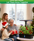 Family with Indoor Hydroponics Growing System With 12 Pod Kit Grow Light celebrating holiday in cozy living room