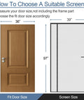 Diagram showing dimensions for Heavy Duty Magnetic Screen Door With Reinforced 255g/m2 Mesh, Reversible for 36 x 96 Inch Doors.