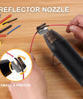 Mini Heat Gun With Dual Temp 350W High Power Go To Hot Air Tool For Shrink Tubing And Embossing Crafts with reflector nozzle in use