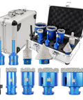 Diamond Core Drill Bit Set For Porcelain Tile Ceramic Marble Granite Drilling Includes 6mm 8mm 25mm 35mm 50mm 65mm Diamond Bits