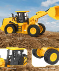 9-Channel Remote Control Wheel Loader 1:18 Scale Construction Toy With Realistic Sounds And Lights on dirt terrain