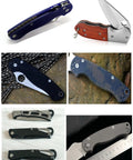 Collage of diverse folding knives showcasing handles with stainless 304 knife handle screws for knifemakers and DIY projects.