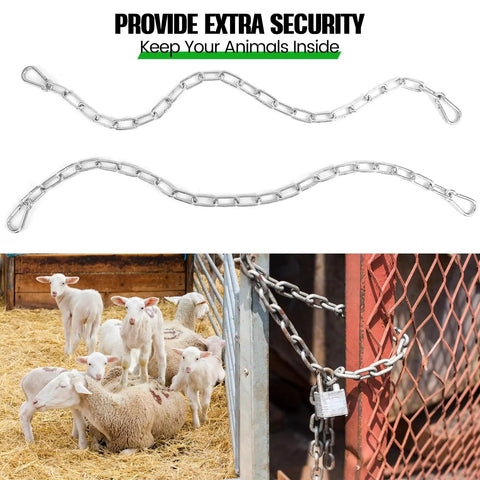 2 Pack Outdoor Gate Chain Lock With Four Carabiners, Adjustable 28 Inch Gate Latch Chain For Fence Yard Garden Farm Barn