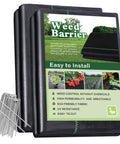 Heavy Duty Weed Barrier Landscape Fabric 3x100ft 3.2oz Garden Cloth Ground Cover For Gardening Includes 20 U Shaped Pegs