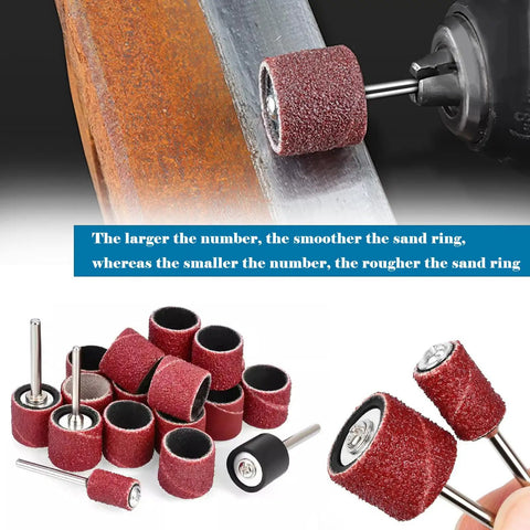 Aluminum Oxide Sanding Drum Kit With 198 Sanding Bands In 80 120 240 Grits And 12 Mandrels for detailed metal grinding.