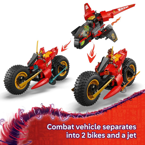 NINJAGO Ninja Combat Vehicle 3 In 1 Building Toy Set with two bikes and a jet, Dragon Rising Build Kit, six minifigures, ages 8+