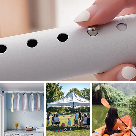 21 Pieces Push Button Spring Clips Kit In 7 Sizes Stainless Steel demonstrated on tube and outdoor setups