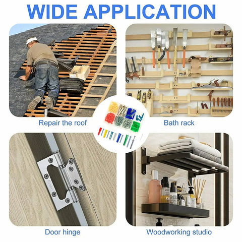 Four uses for Drywall Anchor Kit With Screws 144 Piece Color Coded Wall Anchors And Self Tapping Screws Six Sizes for various DIY projects