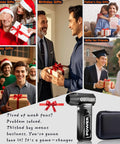 Various holiday gift scenes featuring a Beastly Mini Air Duster with LED light, emphasizing gift exchange moments.