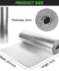 Double Bubble Reflective Insulation Roll 23.6 Inch By 10 Ft Aluminum Foil Wrap shown unrolled, displaying texture and dimensions