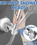 Adjustable Shower Head Holder With Strong Suction Cup Bracket For Handheld Shower No Tools Needed Easy Install Removable Wall Mount