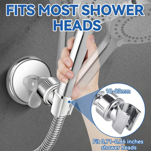 Adjustable Shower Head Holder With Strong Suction Cup Bracket For Handheld Shower No Tools Needed Easy Install Removable Wall Mount