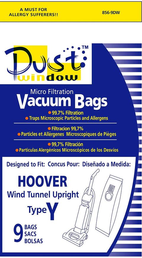 Replacement Micro Filtration Vacuum Bags For Hoover WindTunnel Upright Type Y And Z 9 Pack packaging