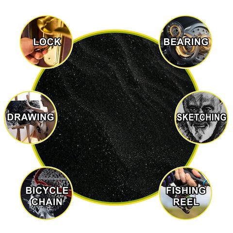 Ultra Fine Graphite Powder For Lubrication And Art Projects 16 Ounces Dry Powder Great For Drawing Sketching Pencils Locks Bearings And Pigments Mixes With Resins displayed with applications.