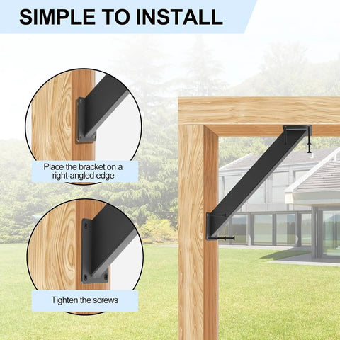 45 Degree Angle Pergola Bracket Kit Heavy Duty Connector For Posts To Crossbeam, DIY Pergola Gazebo Tree House Patio Cabin Support, Easy No Cut Installation, Durable Steel Bracket
